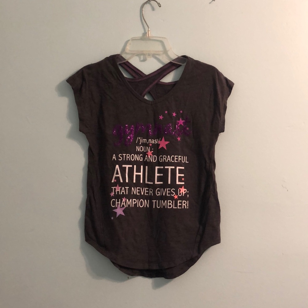 gray gymnast shirt